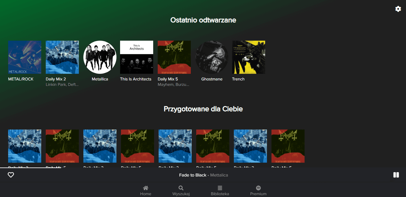 Projekt interfejsu Spotify